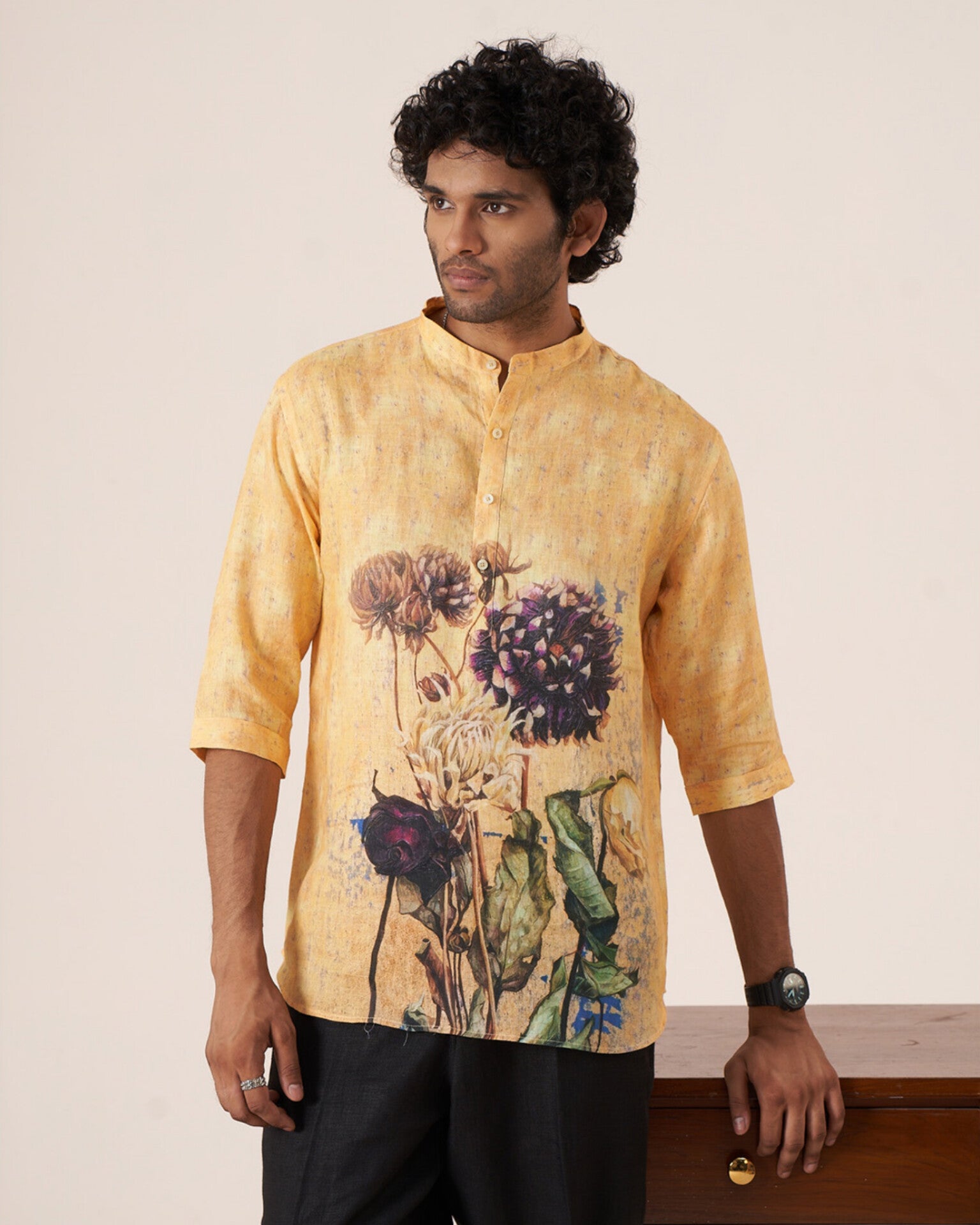 Sunlit Blooms Shirt: Buy Stylish Linen Shirt for Men online in