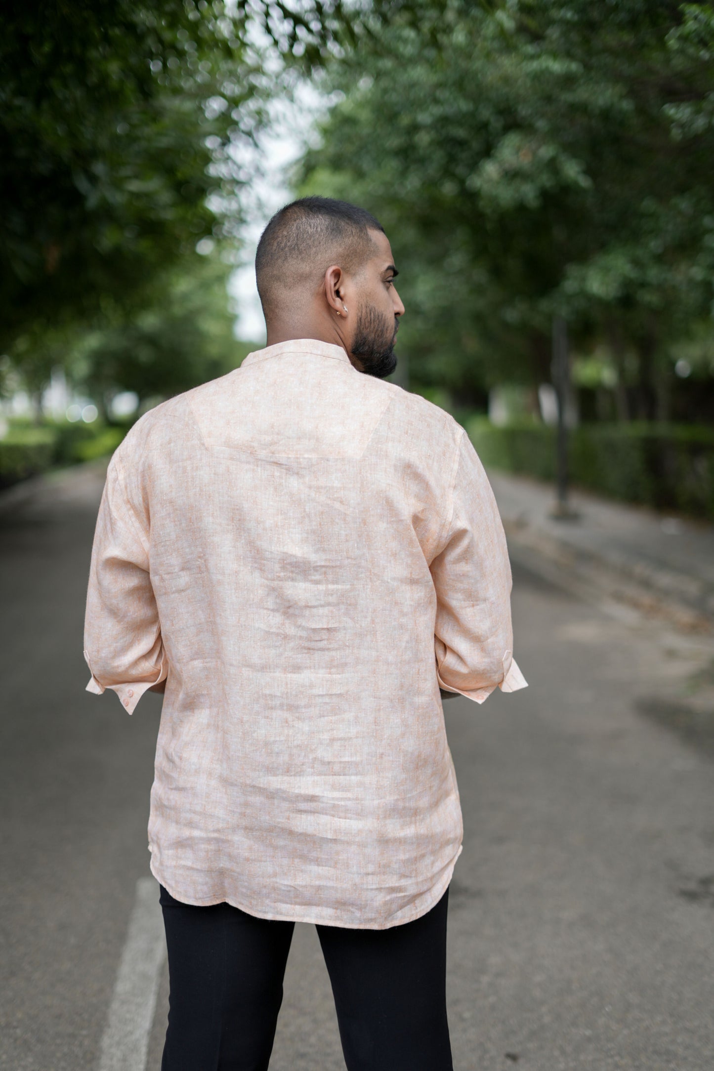 Zen Garden (Pure Linen Kurta Style Shirt) - AddysForMen®️