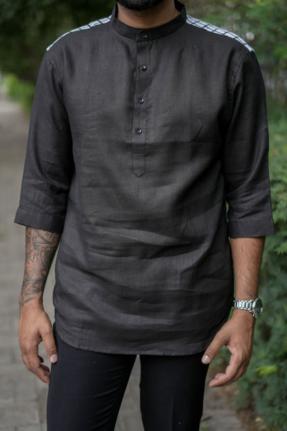 Enchanted Haven (Pure Linen Kurta Style Shirt) - AddysForMen®️