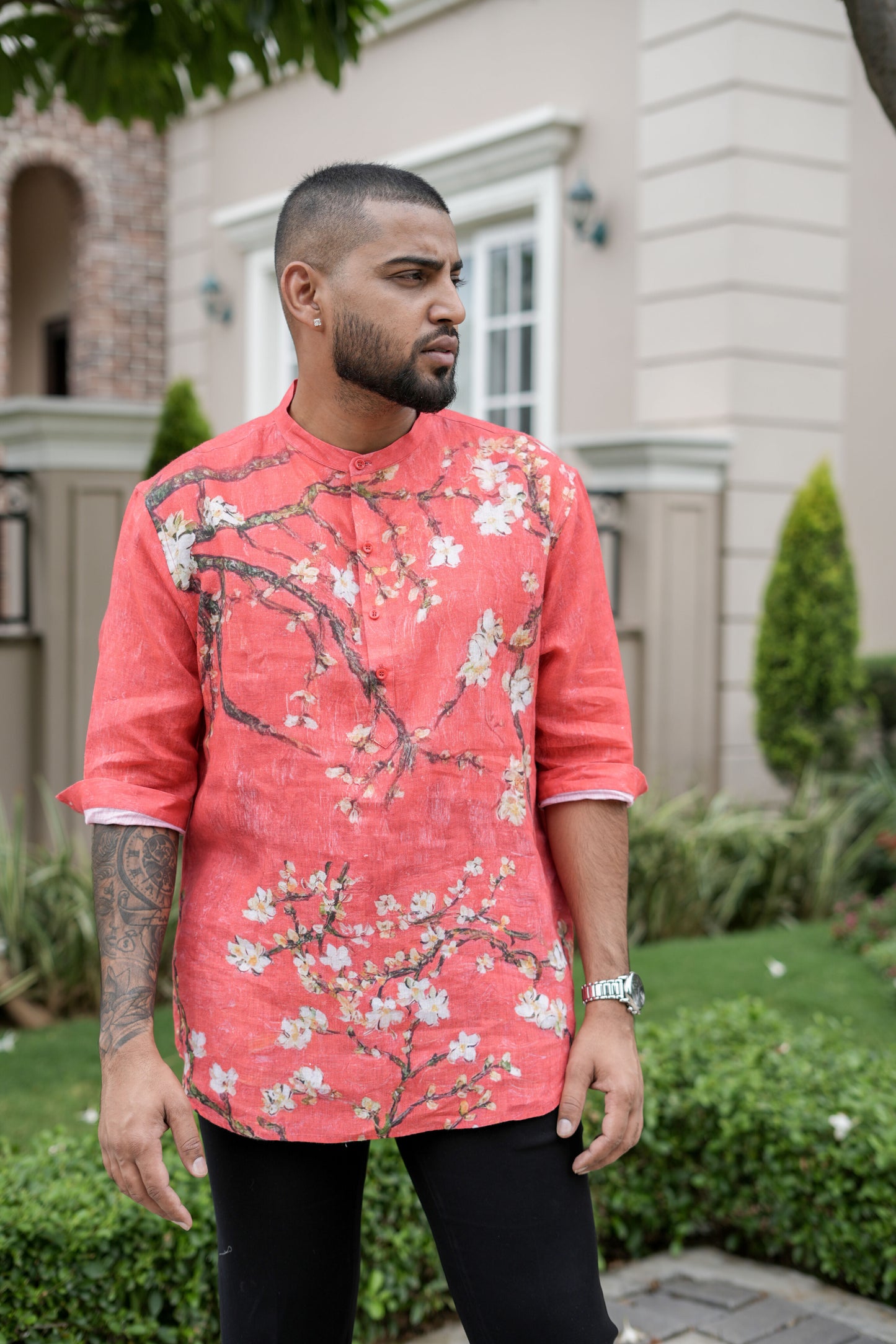 Ethereal Essence (Pure Linen Kurta Style Shirt) - AddysForMen®️