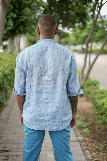 Gentle Gust (Pure Linen Kurta Style Shirt) - AddysForMen®️