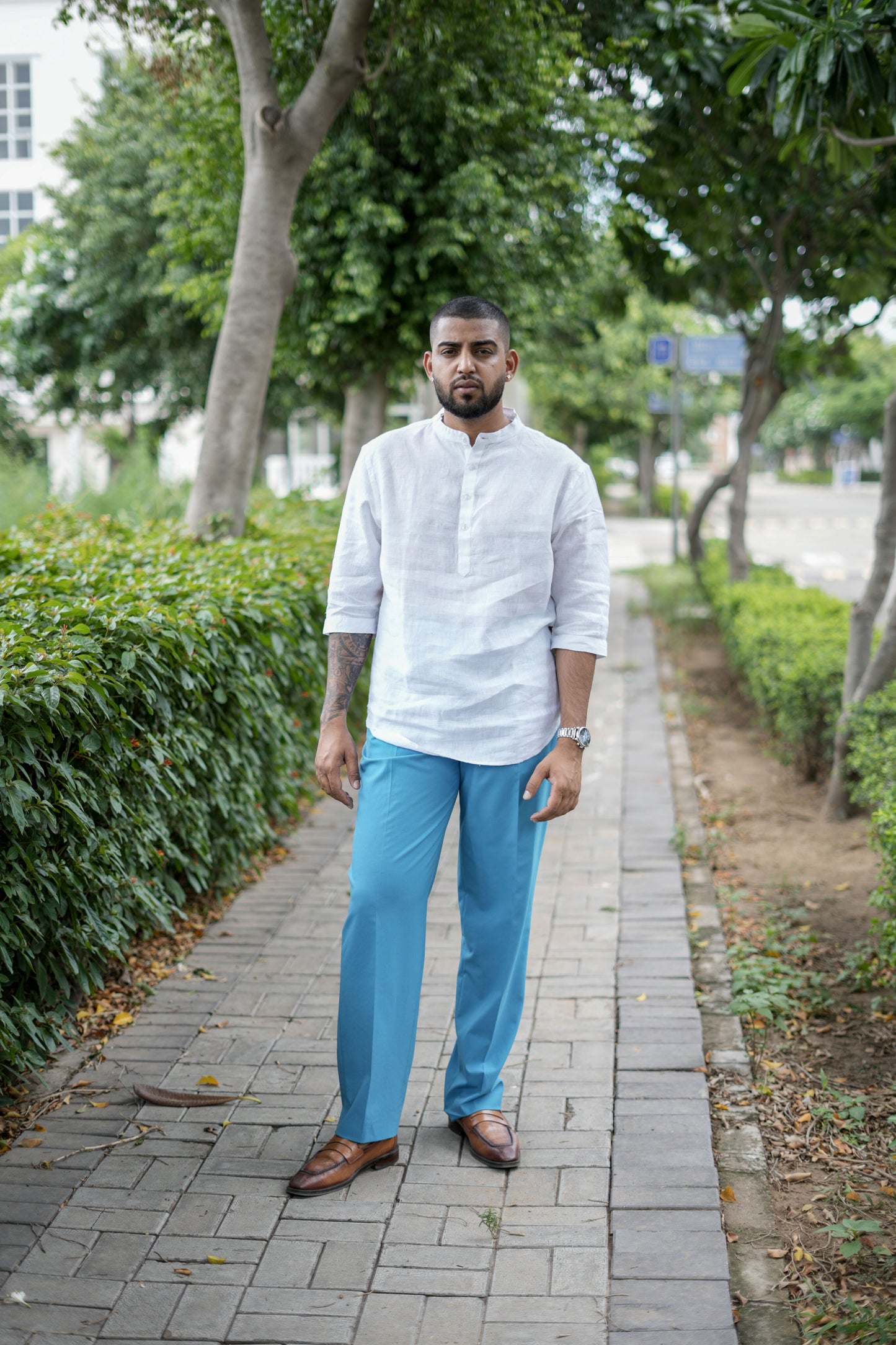 Mystical Shadows (Pure Linen Kurta Style Shirt) - AddysForMen®️