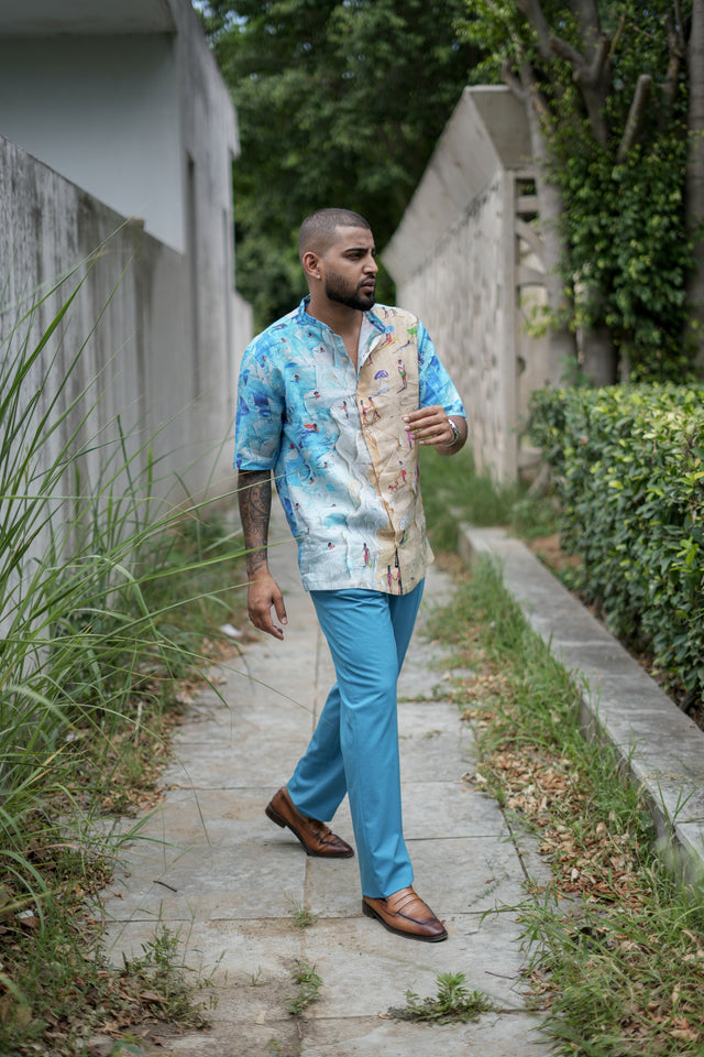 Whispering Waves (Pure Linen Shirt) – AddysForMen®️