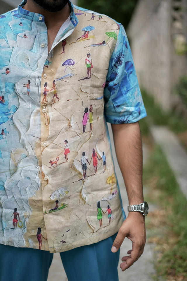 Whispering Waves (Pure Linen Shirt) – AddysForMen®️