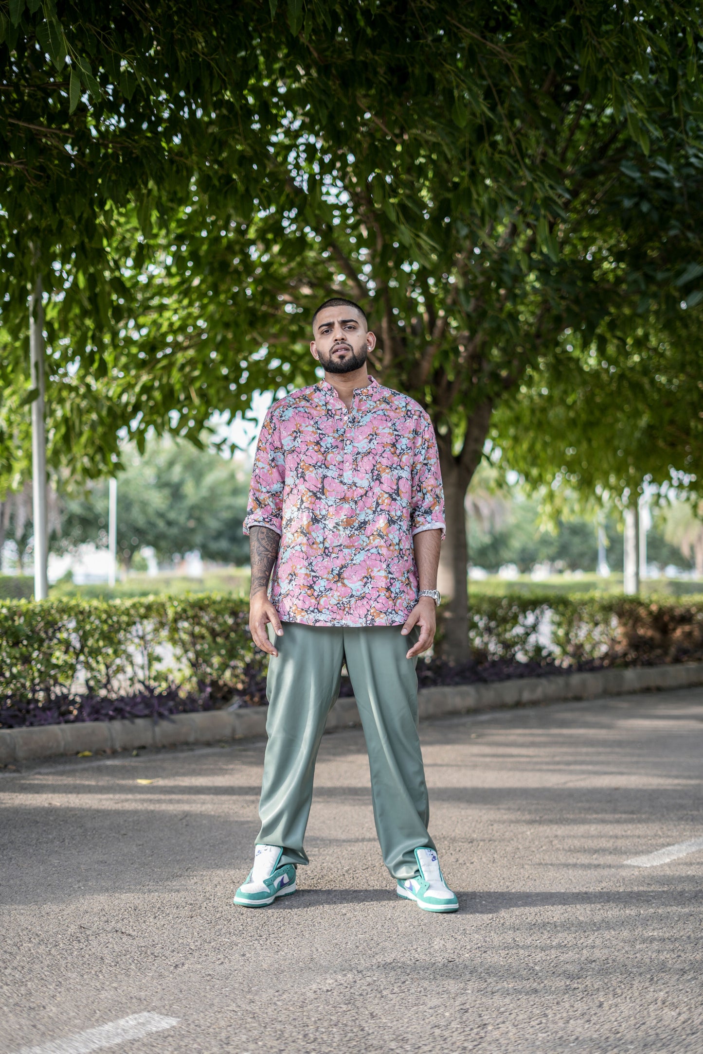 Dreamy Drift (Pure Linen Kurta Style Shirt) - AddysForMen®️