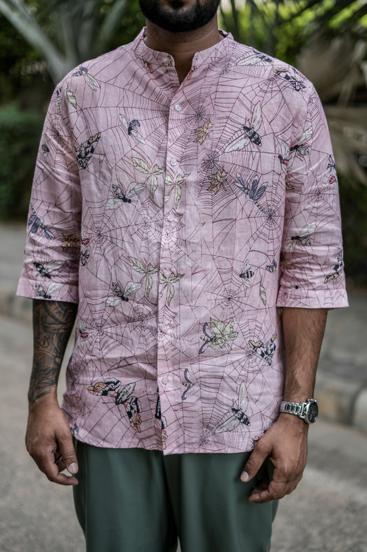 Tranquil Traces (3/4 sleeve Pure Linen Shirt) – AddysForMen®️