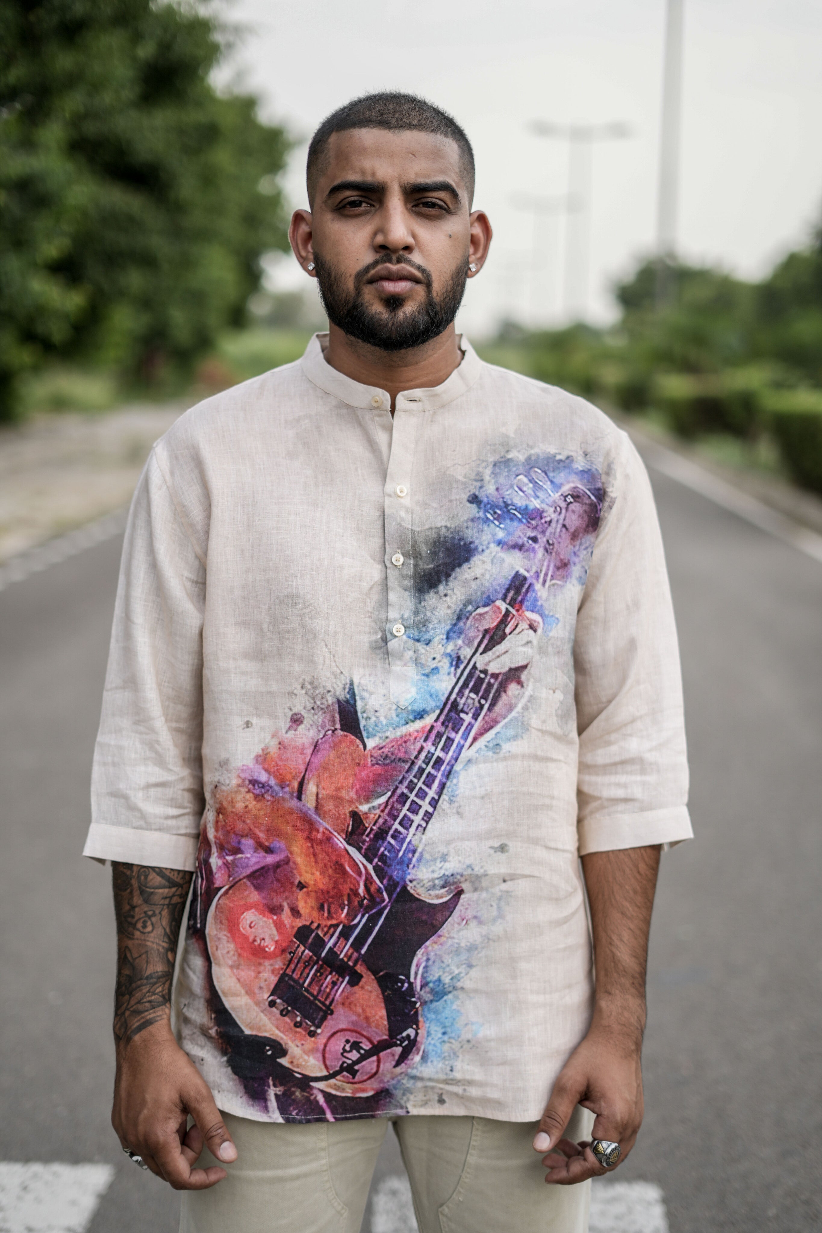 Misty Melody (Pure Linen Kurta Style Shirt) - AddysForMen®️