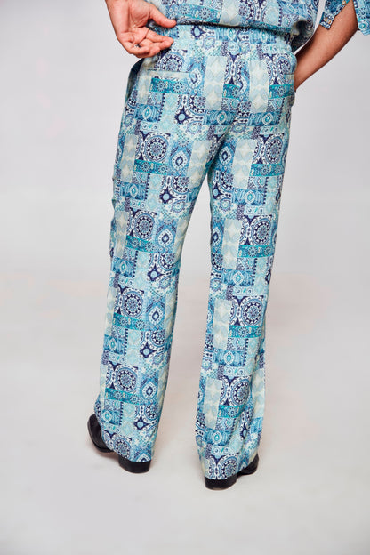 Blue chakra: Pure Linen Wide Leg Loose Fit Pant