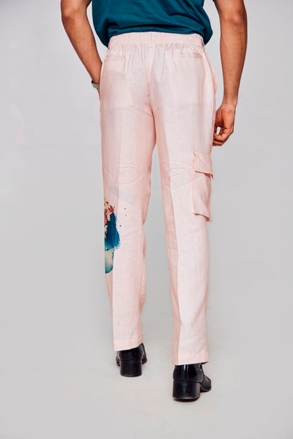Pink day :Pure Linen Wide Leg Loose Fit Pant