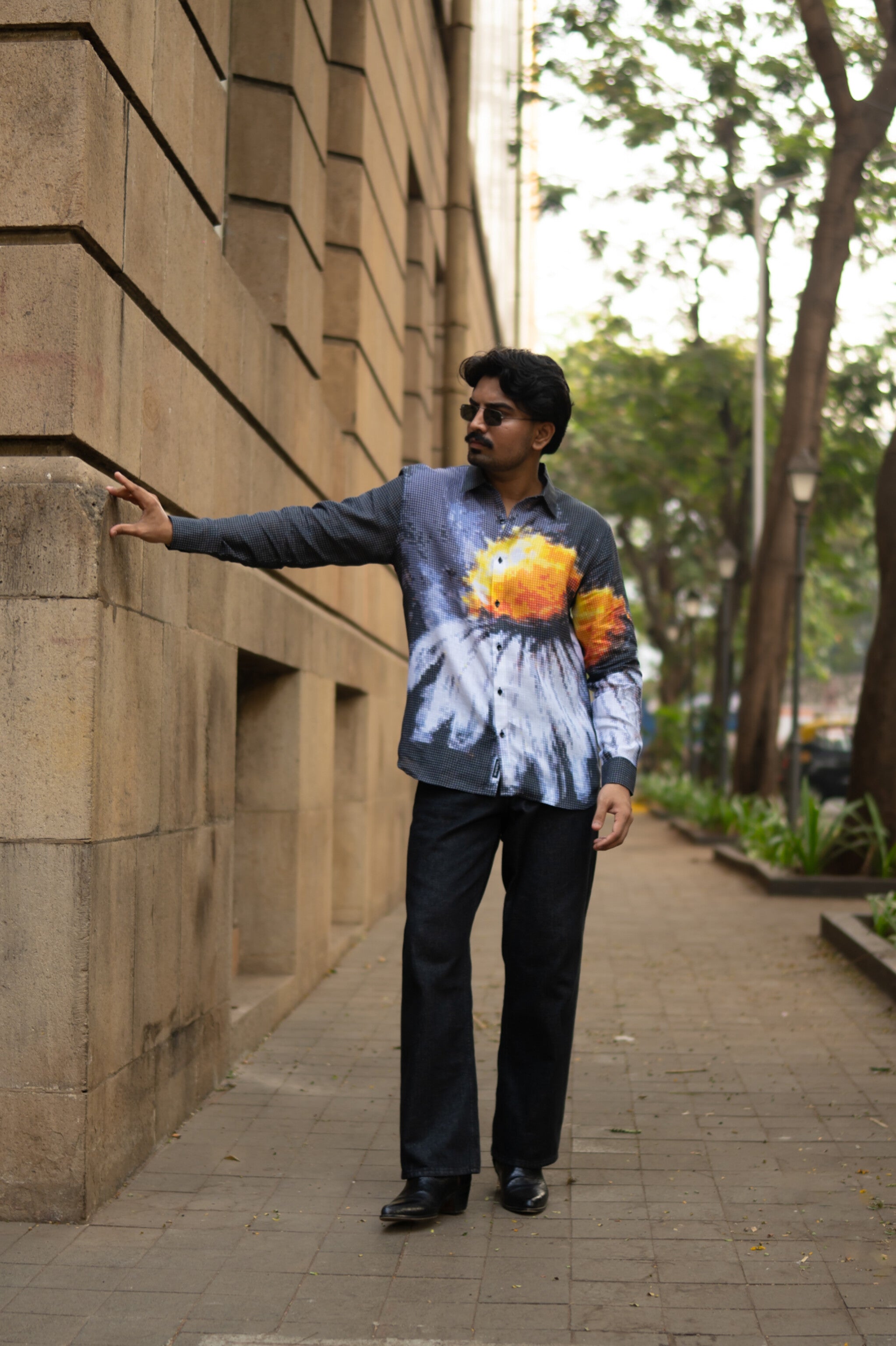 Printed Blazing Mosaic Pure Linen Shirt, shirt for men, shirt for women, shirts for men, shirts for women, Long Sleeve shirt, satin Pure Linen shirt, beach wear shirt, party wear shirt