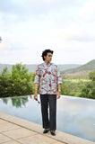 "Blooming Elegance : Nature's Beauty with Vibrant Floral Paradise - 3/4 Sleeve Kurta Style Shirt