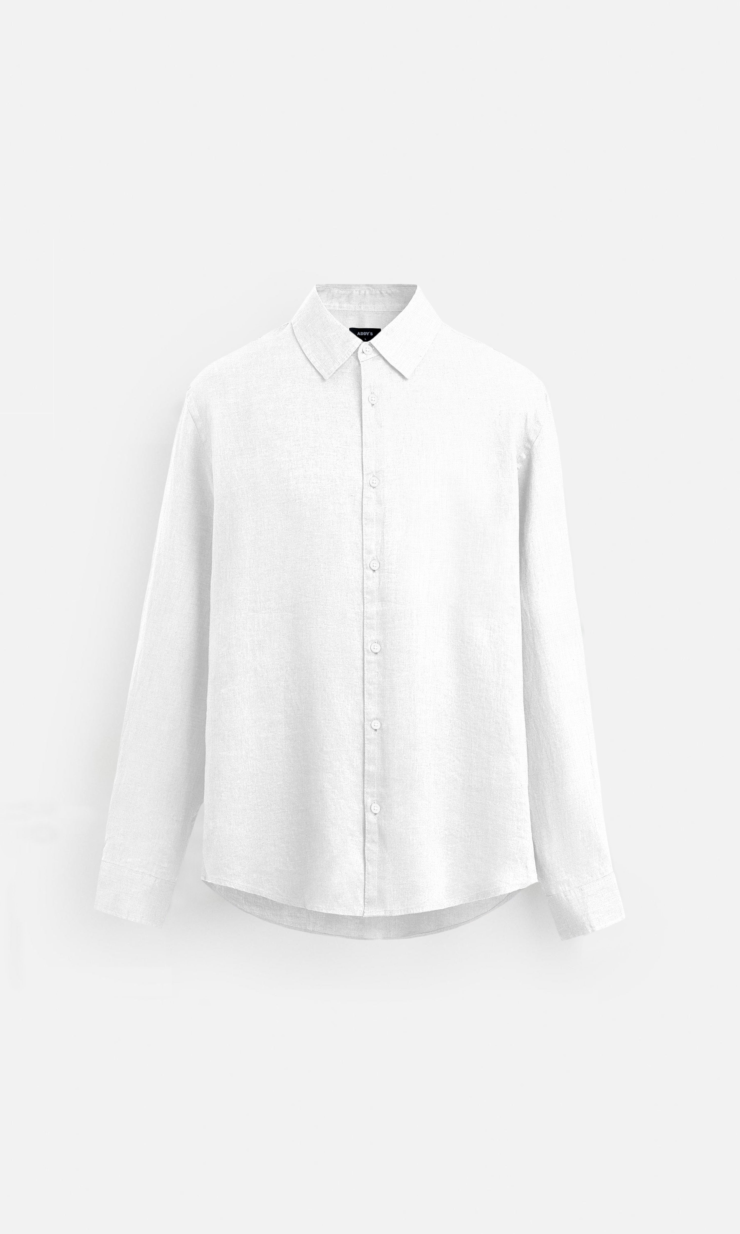 Classic White Pure Linen full Sleeve Shirt - AddysForMen®