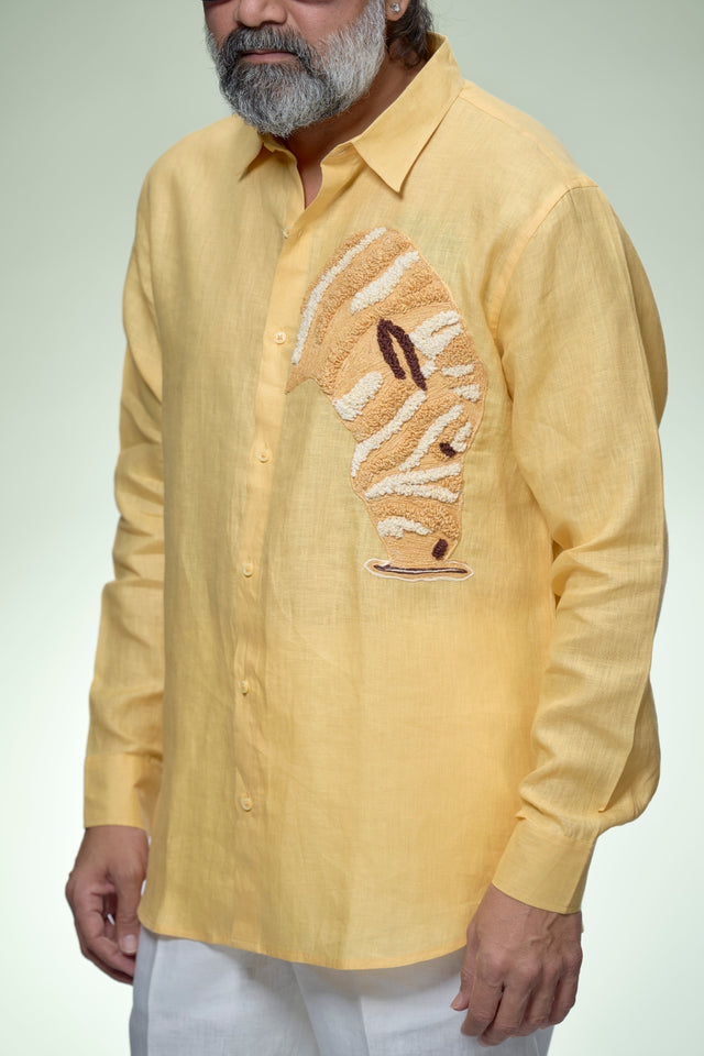 Artisan 8 : Hand Embroidery Pure Linen Full Sleeve Shirt - AddysForMen®️