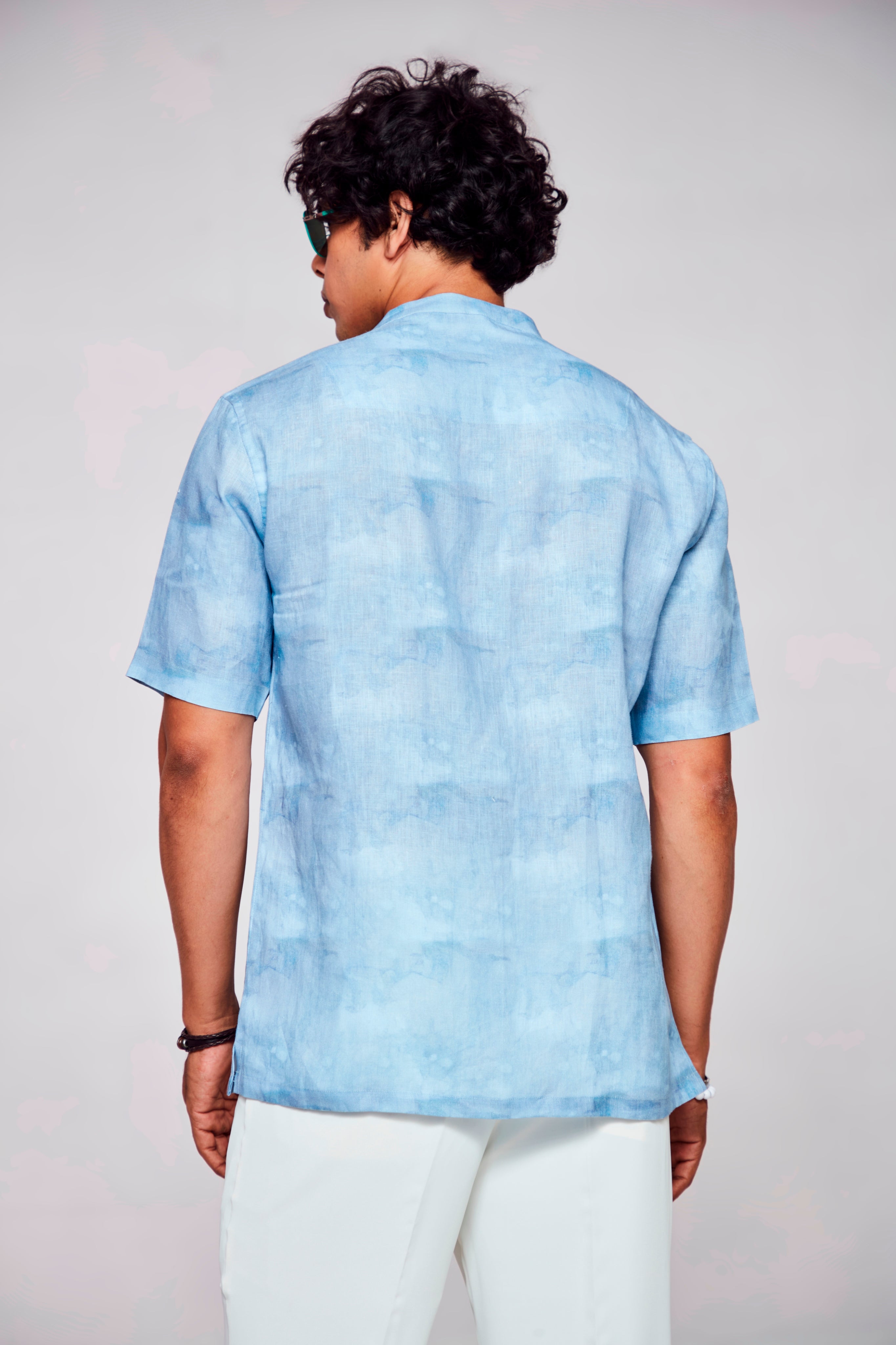 Artistic Expression : Vibrant Display of Wearable Creativity - Pure Linen Short Sleeve Shirt