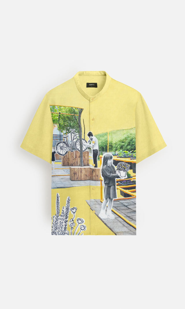 Sunshine Shades : Vibrant Yellow Hues Pure Linen Shirt