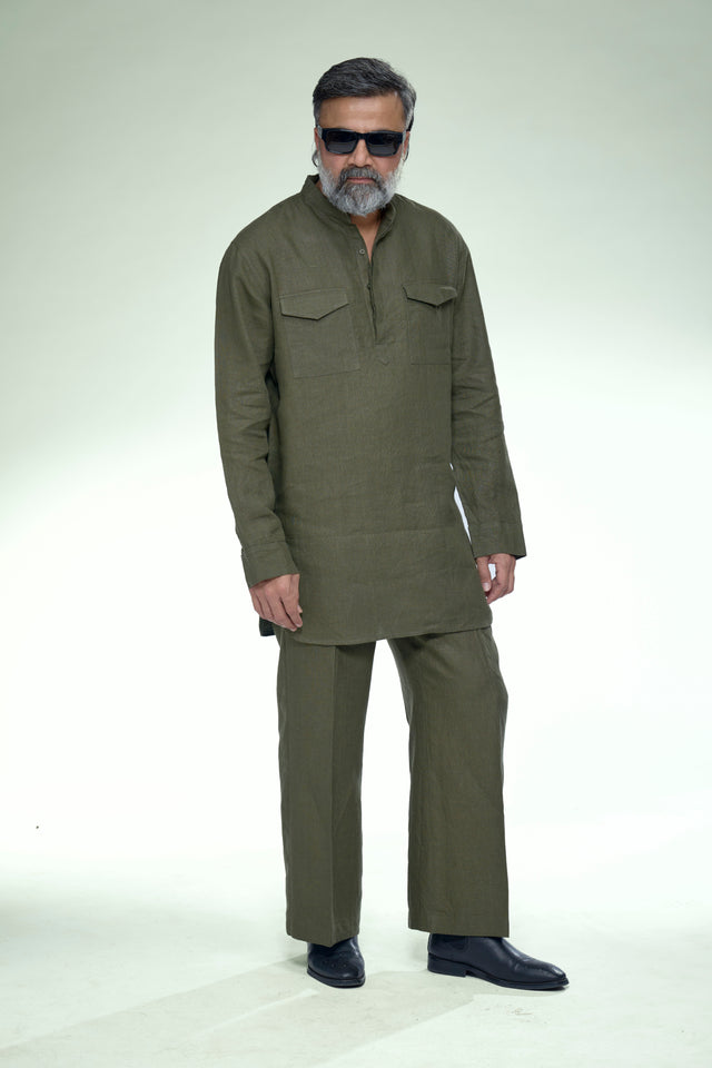 Zen Archive: Minimalist Pure Linen Kurta Set - AddysForMen®️