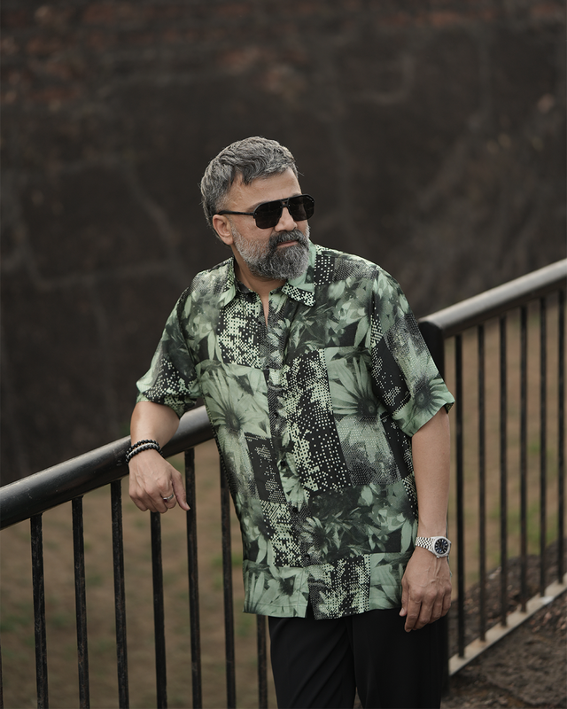 Floral Matrix Pure Bemberg Satin Shirt, shirt for men, shirt for women, shirts for men, shirts for women, Short Sleeve shirt, satin Pure Bemberg shirt, beach wear shirt, party wear shirt