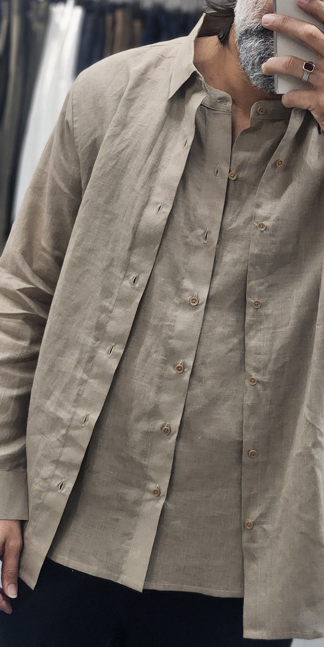 Dune Double Front Layered Pure Linen Shirt