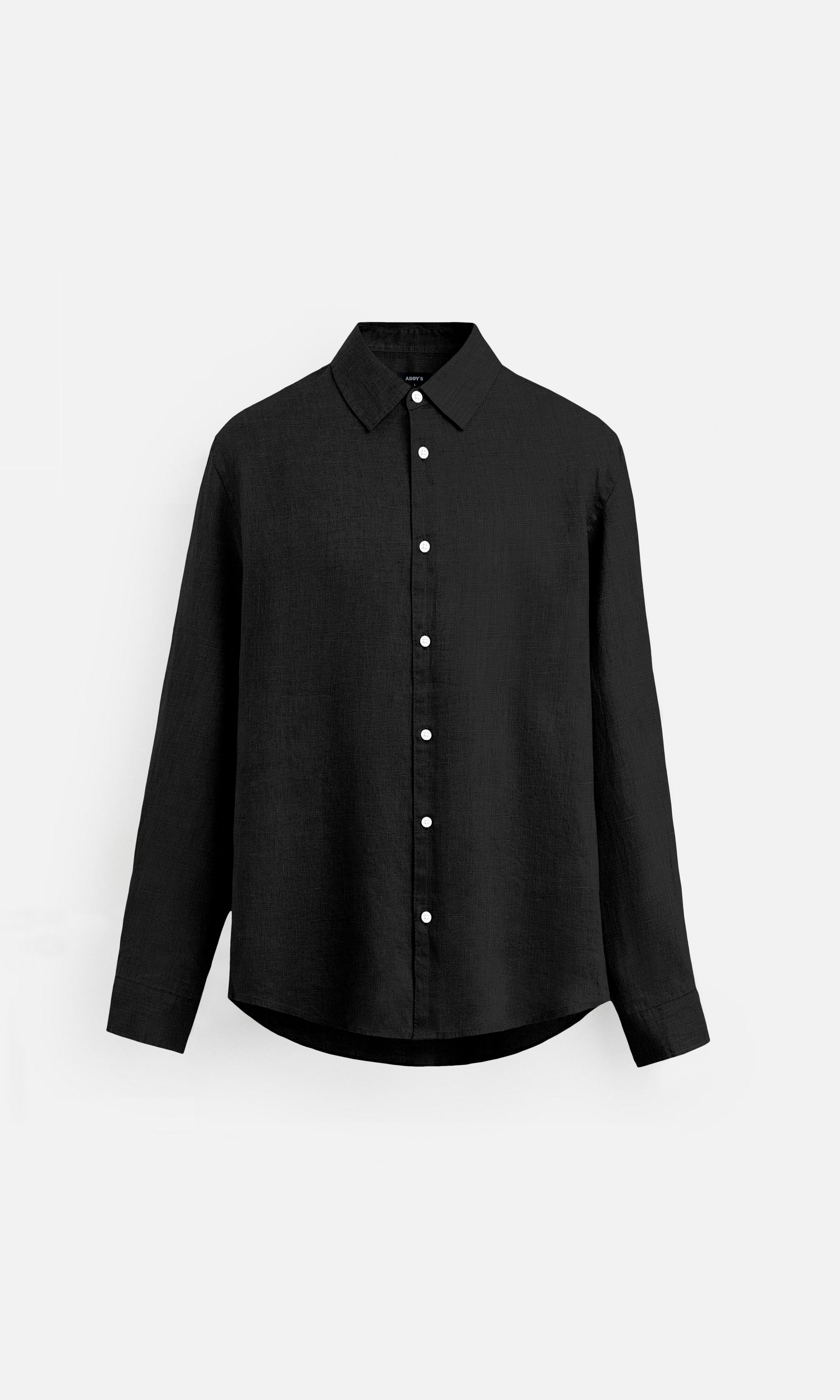 Classic Black Pure Linen full Sleeve Shirt - AddysForMen®
