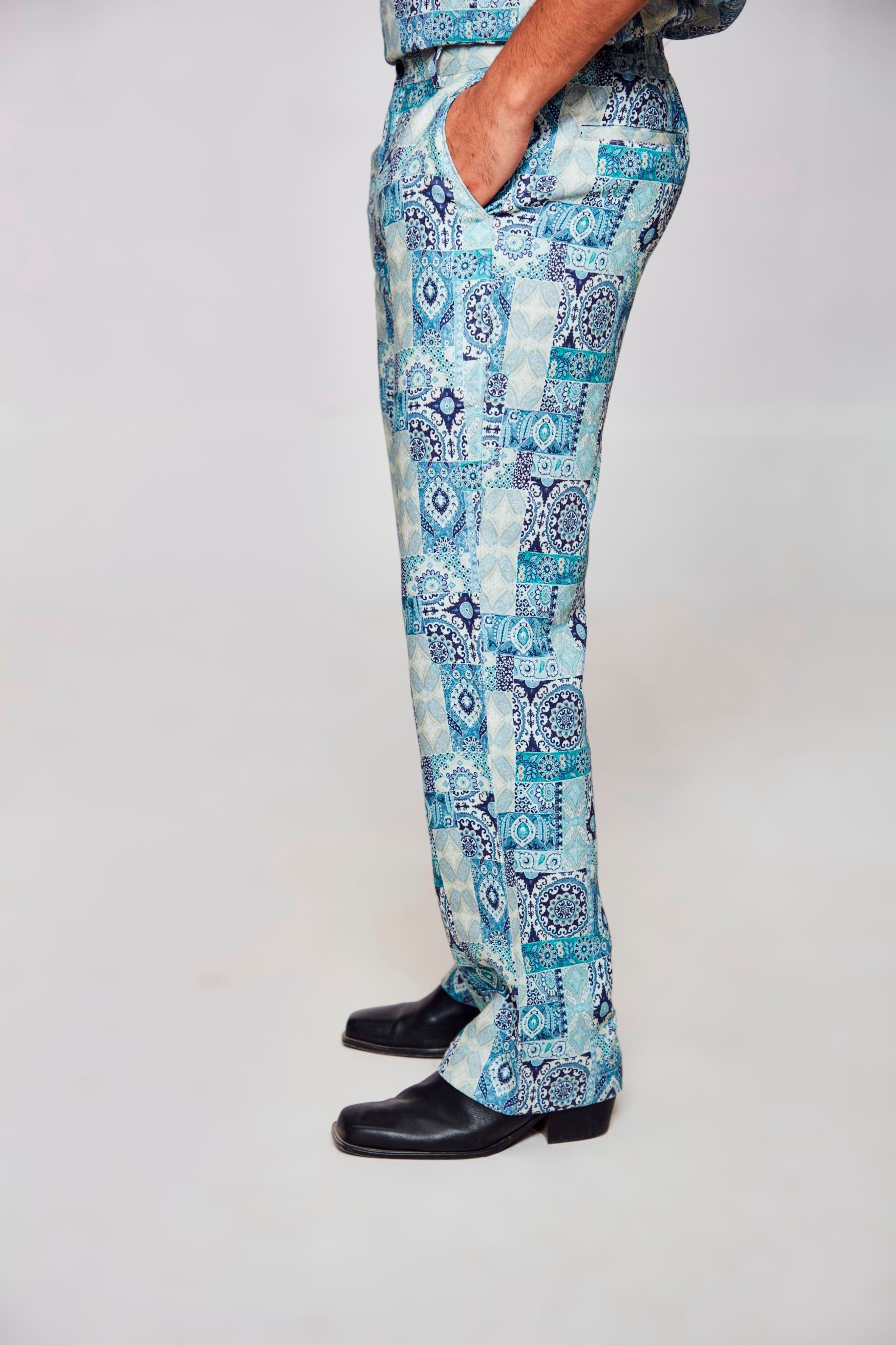 Blue chakra: Pure Linen Wide Leg Loose Fit Pant