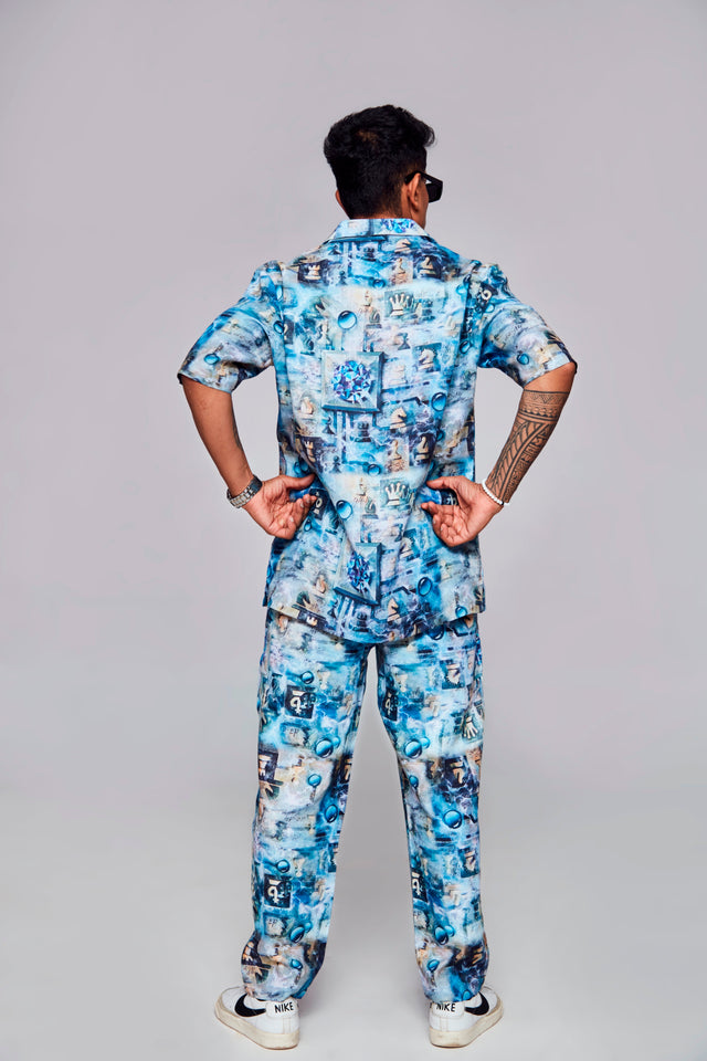 Checkmate Printed Shirt - Pure Linen Cuban Coller Shirt