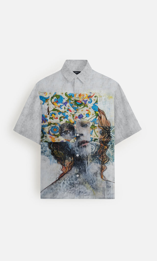Artistic Vision Pure Satin Linen Short Sleeve Shirt