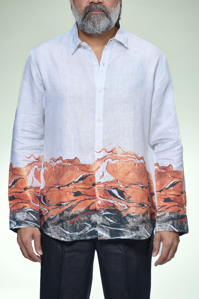 Canyon Horizon Pure Linen Full Sleeve Shirt - AddysForMen®