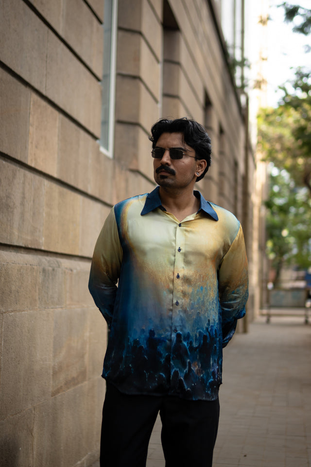 Golden Dusk Pure Bemberg Satin Full Sleeve Shirt