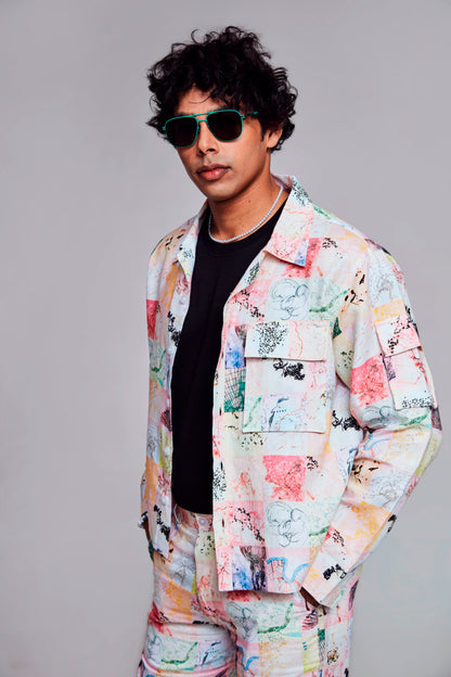 Spectrum Swag : Pure Linen Crop Length Jacket