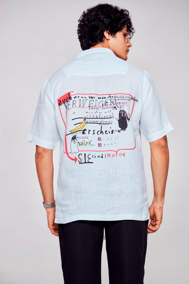 The Bold Expression Printed Pure Linen Short Sleeve Shirt Unisex