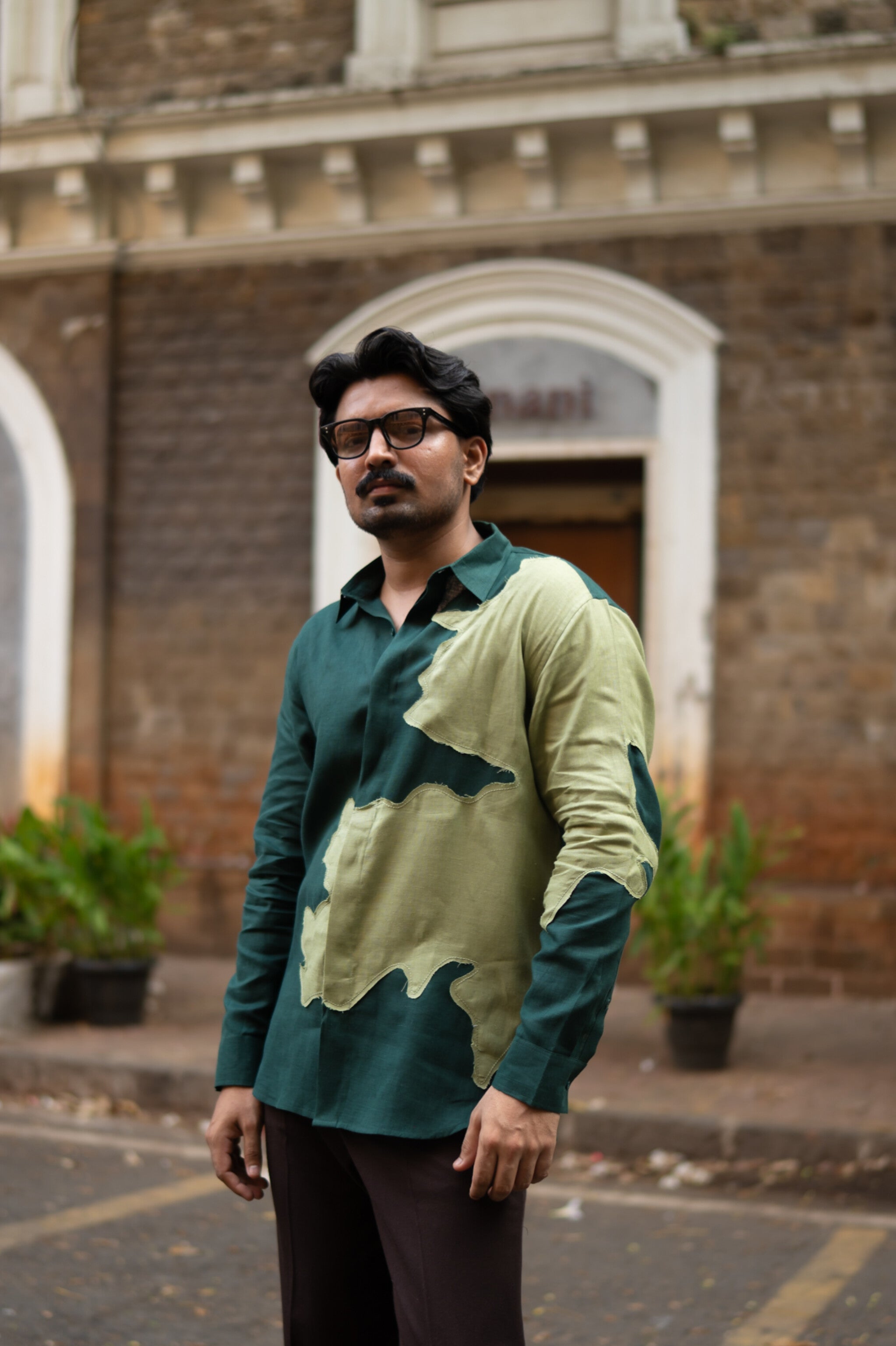 Sage Swirl Pure Linen Designer Shirt