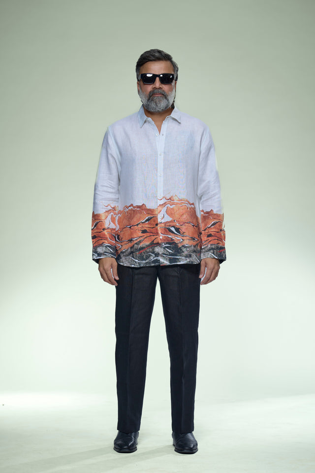 Canyon Horizon Pure Linen Full Sleeve Shirt - AddysForMen®