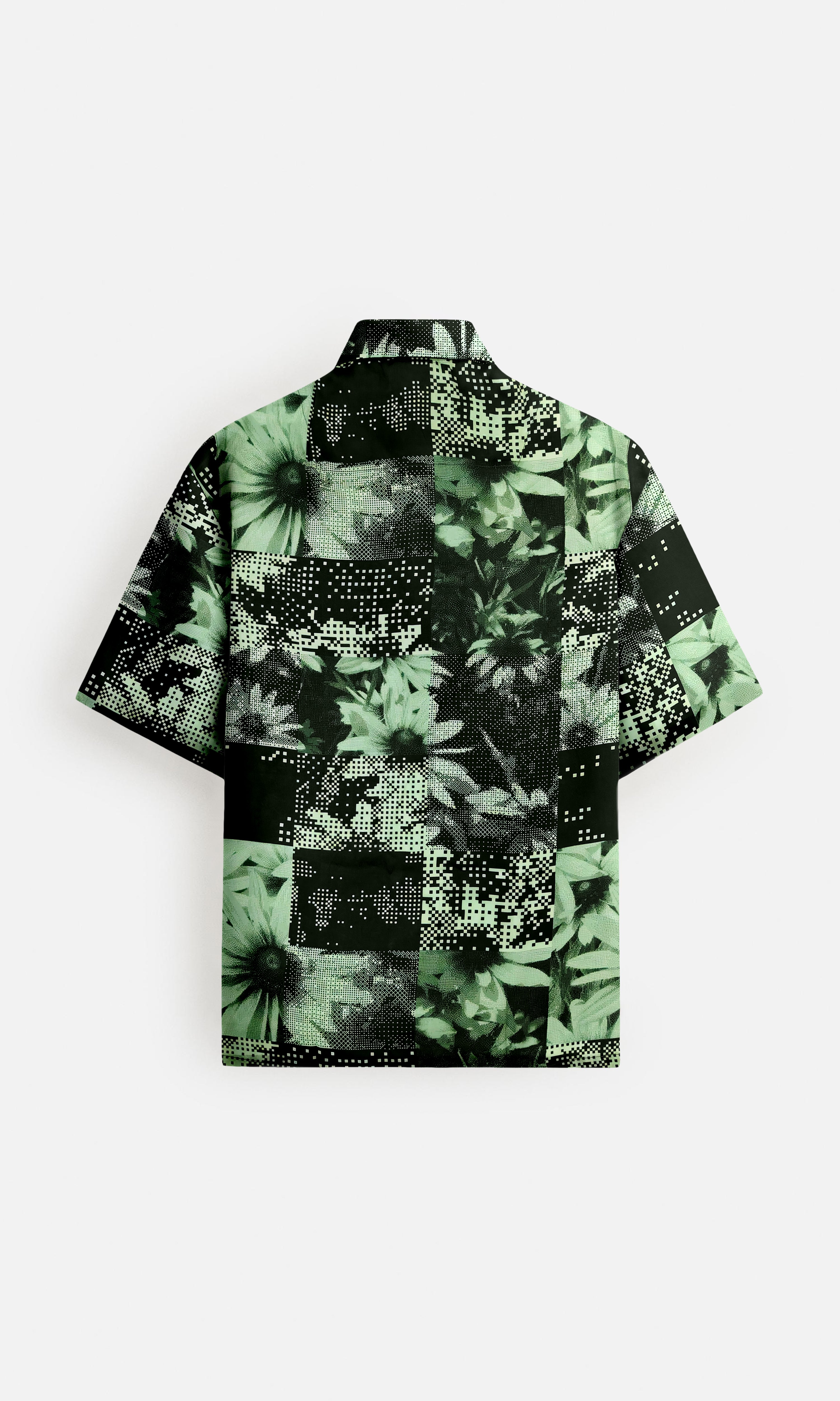 Floral Matrix Pure Bemberg Satin Short Sleeve Shirt