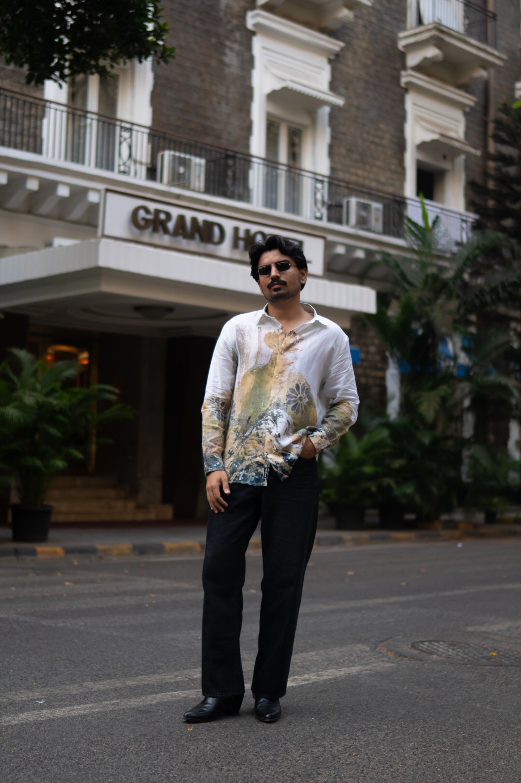 Stylish Mural Bloom Printed Pure Linen Shirt - AddysForMen®