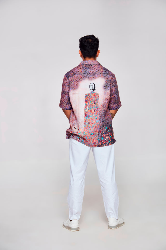 Digitally Embodied Pure Satin Linen Shirt, shirt for men, shirt for women, shirts for men, shirts for women, Short Sleeve shirt, satin Pure Satin Linen shirt, beach wear shirt, party wear shirt