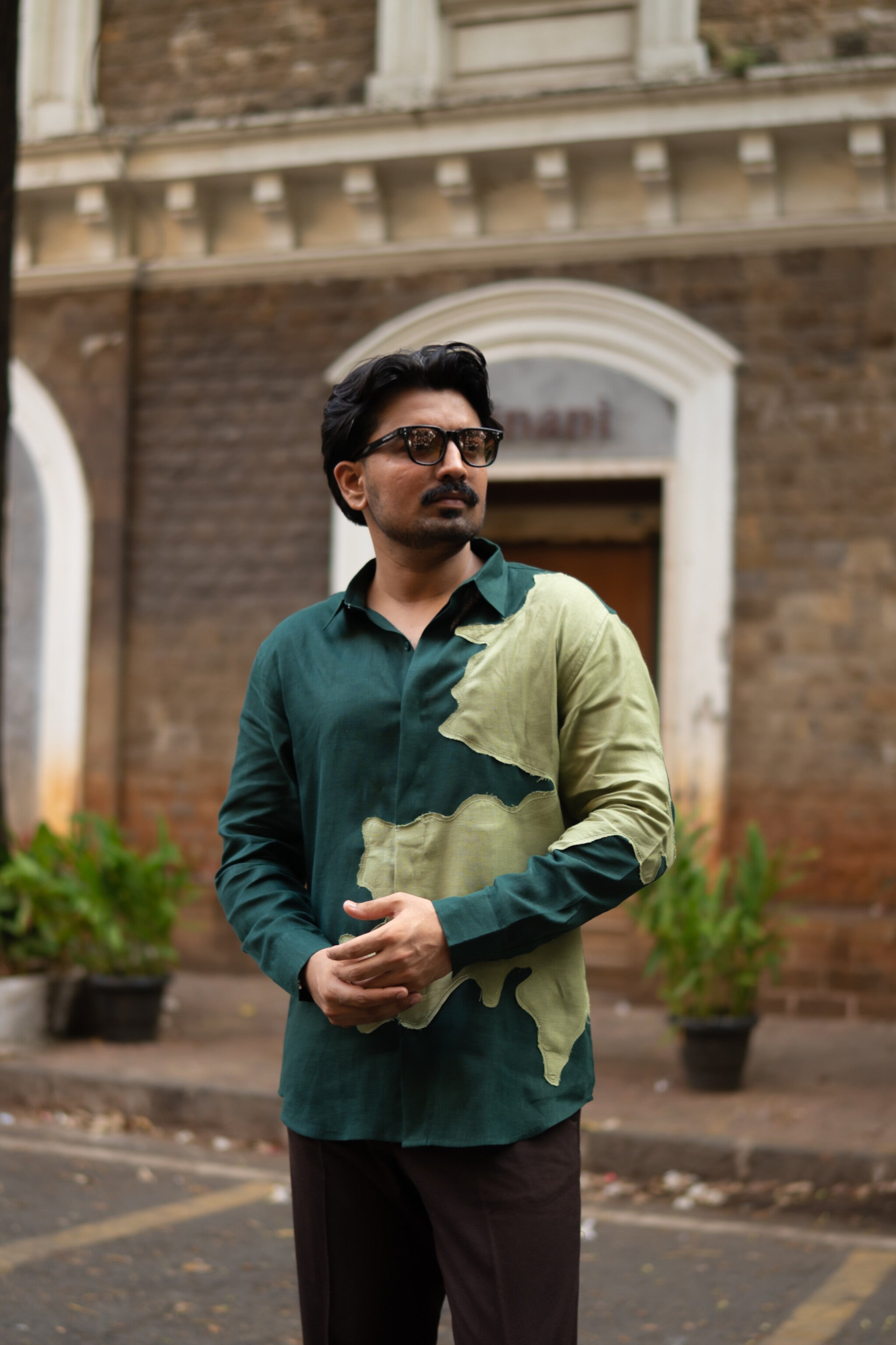 Sage Swirl Pure Linen Designer Shirt