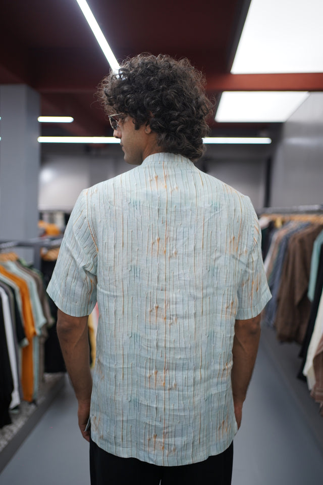 The Solar Peak: Digital Art Pure Linen Short Sleeve Shirt – AddysForMen®️