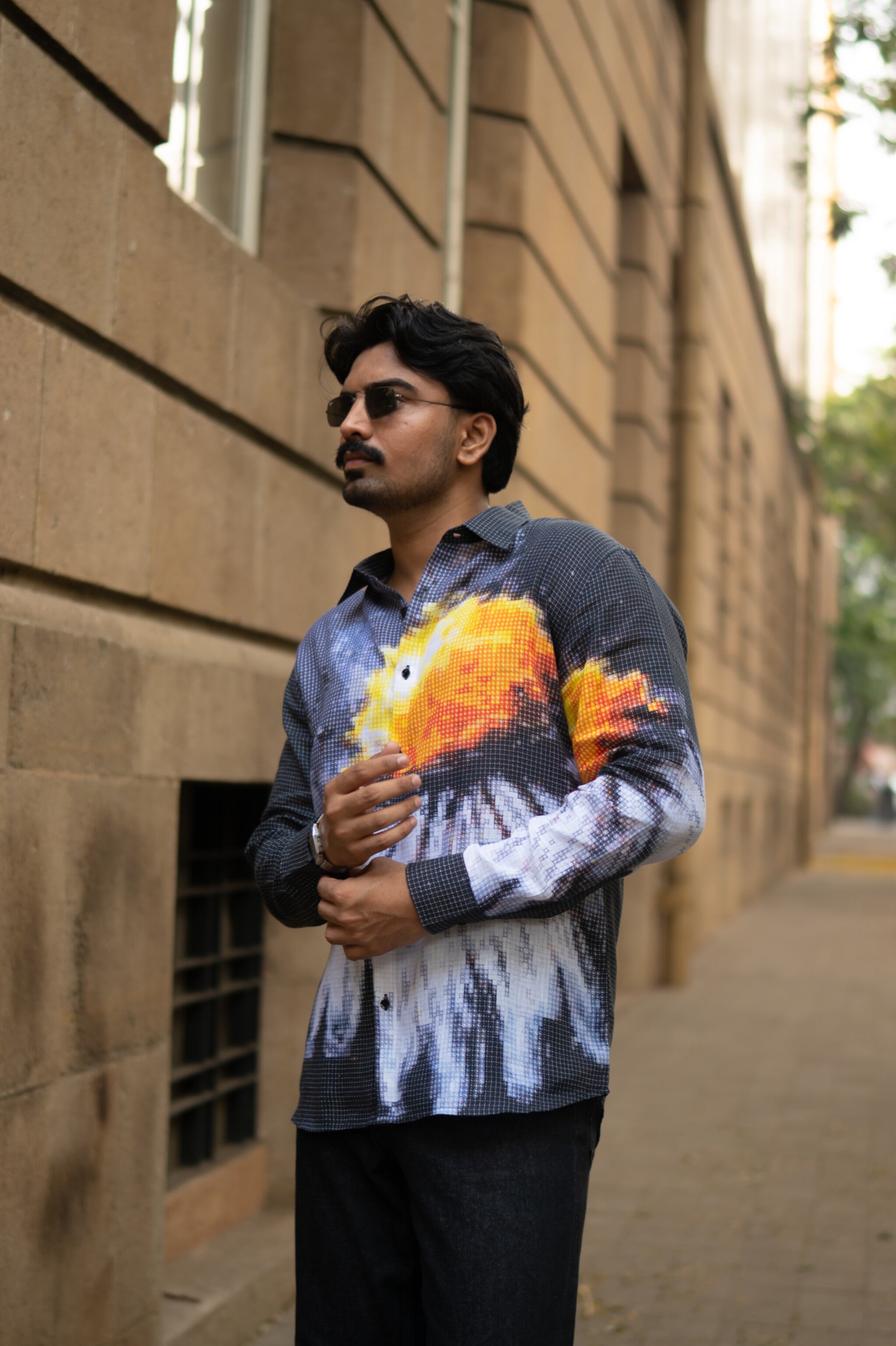 Trending Blazing Mosaic Printed Pure Linen Shirt - AddysForMen®