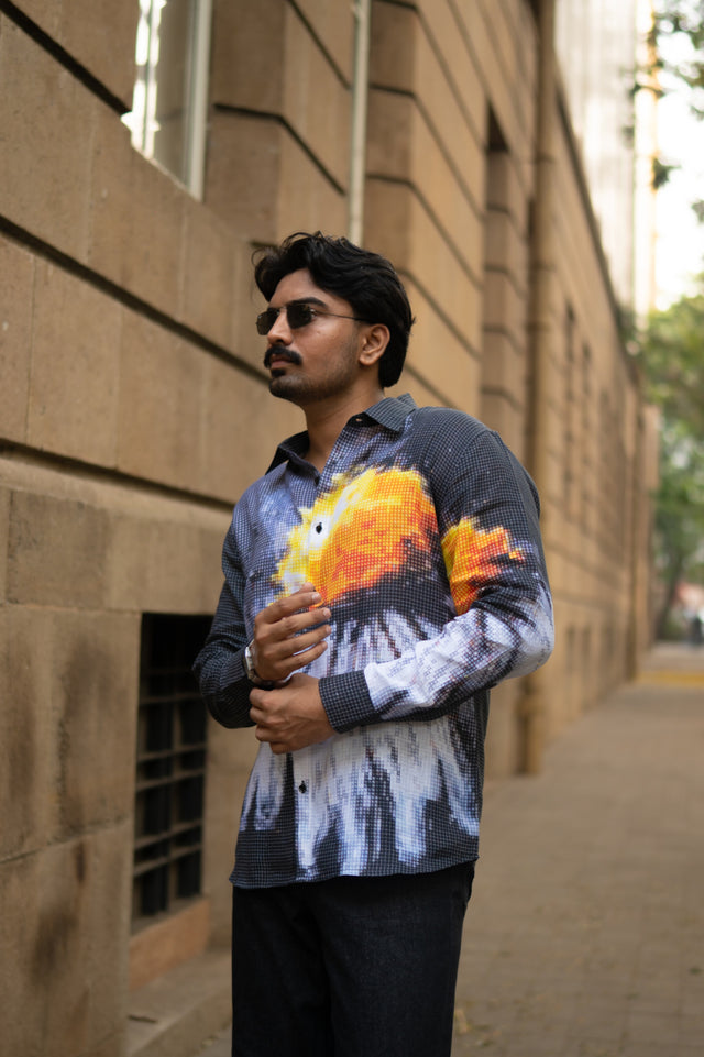 Trending Blazing Mosaic Printed Pure Linen Shirt - AddysForMen®