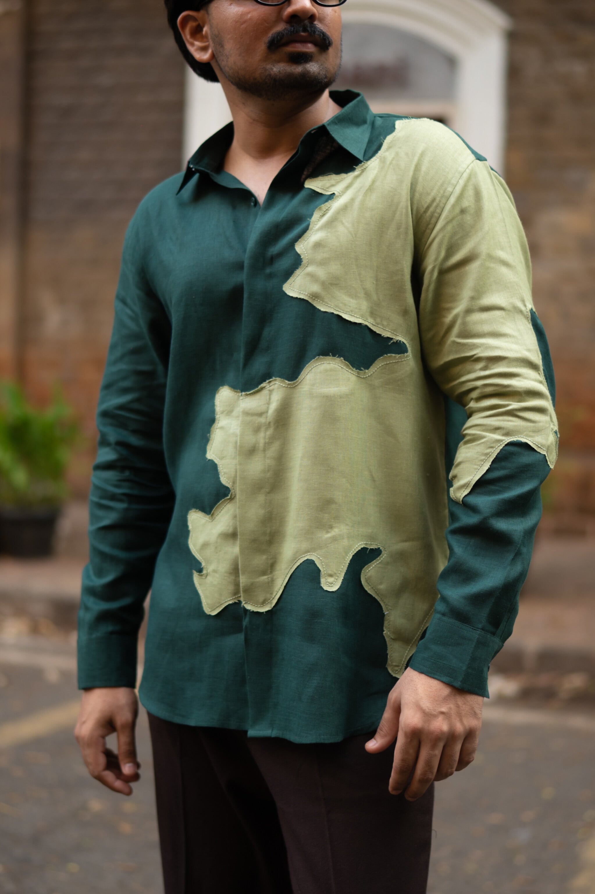 Sage Swirl Pure Linen Designer Shirt