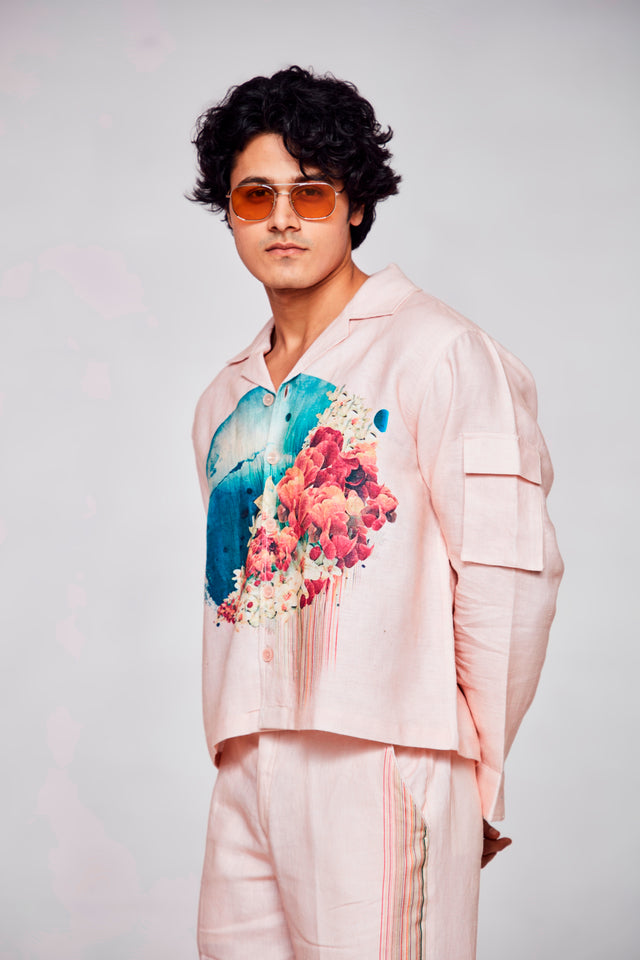 Blossom Dreams : Pure Linen Crop Length Jacket