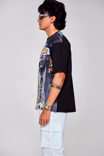 Ink Symphony : Abstract Elegance - Oversize Linen Tshirt