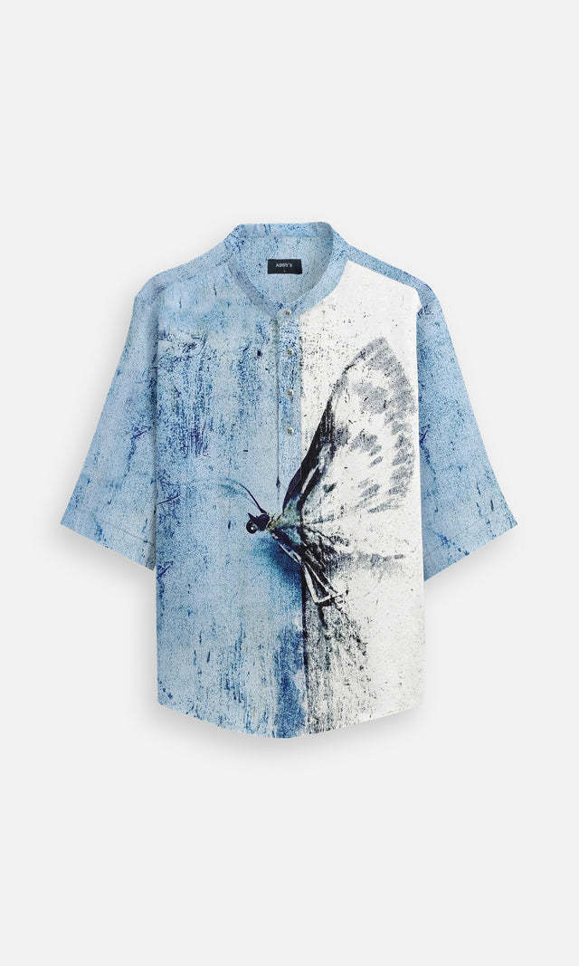 Gentle Gust (Pure Linen Kurta Style Shirt) - AddysForMen®️