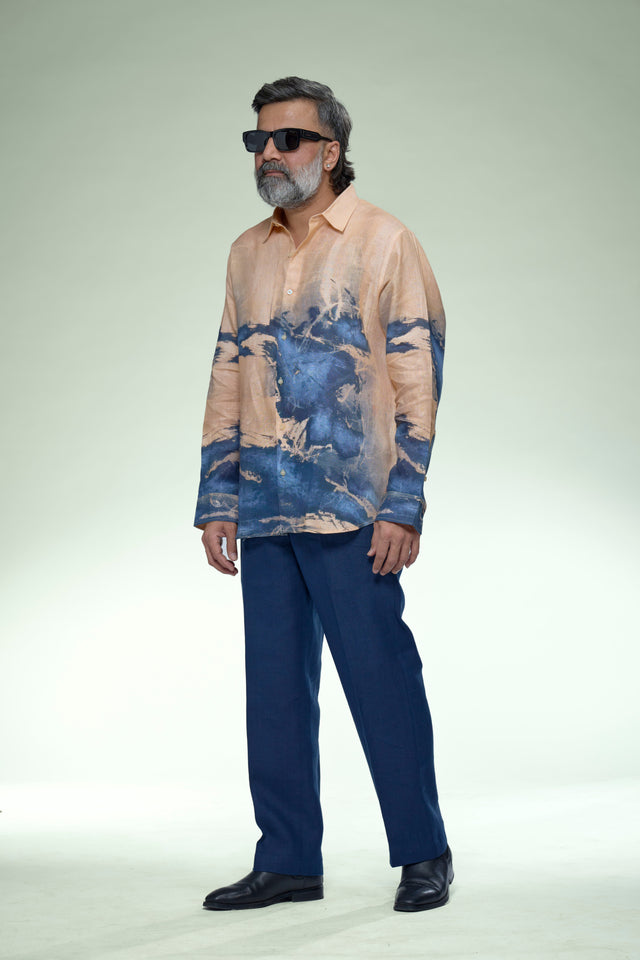 Azure Earth Pure Linen Full Sleeve Shirt - AddysForMen®