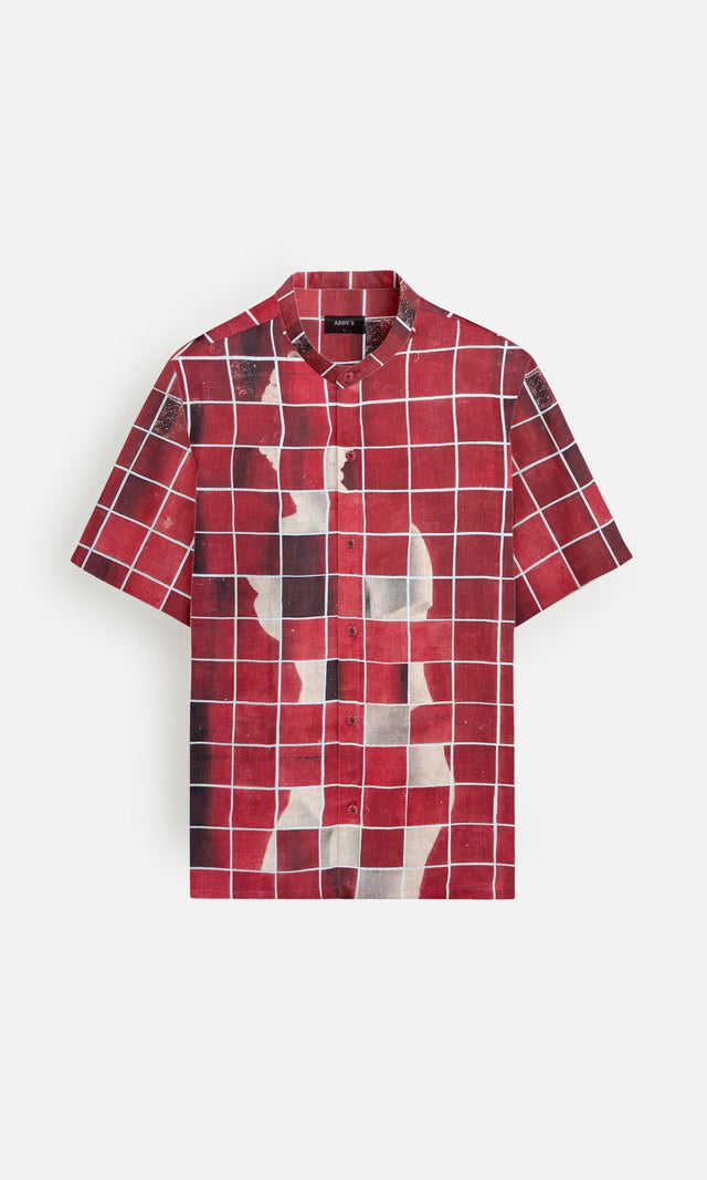 Gridlock Flow Designer Pure Linen Short Sleeve Shirt- AddysForMen®
