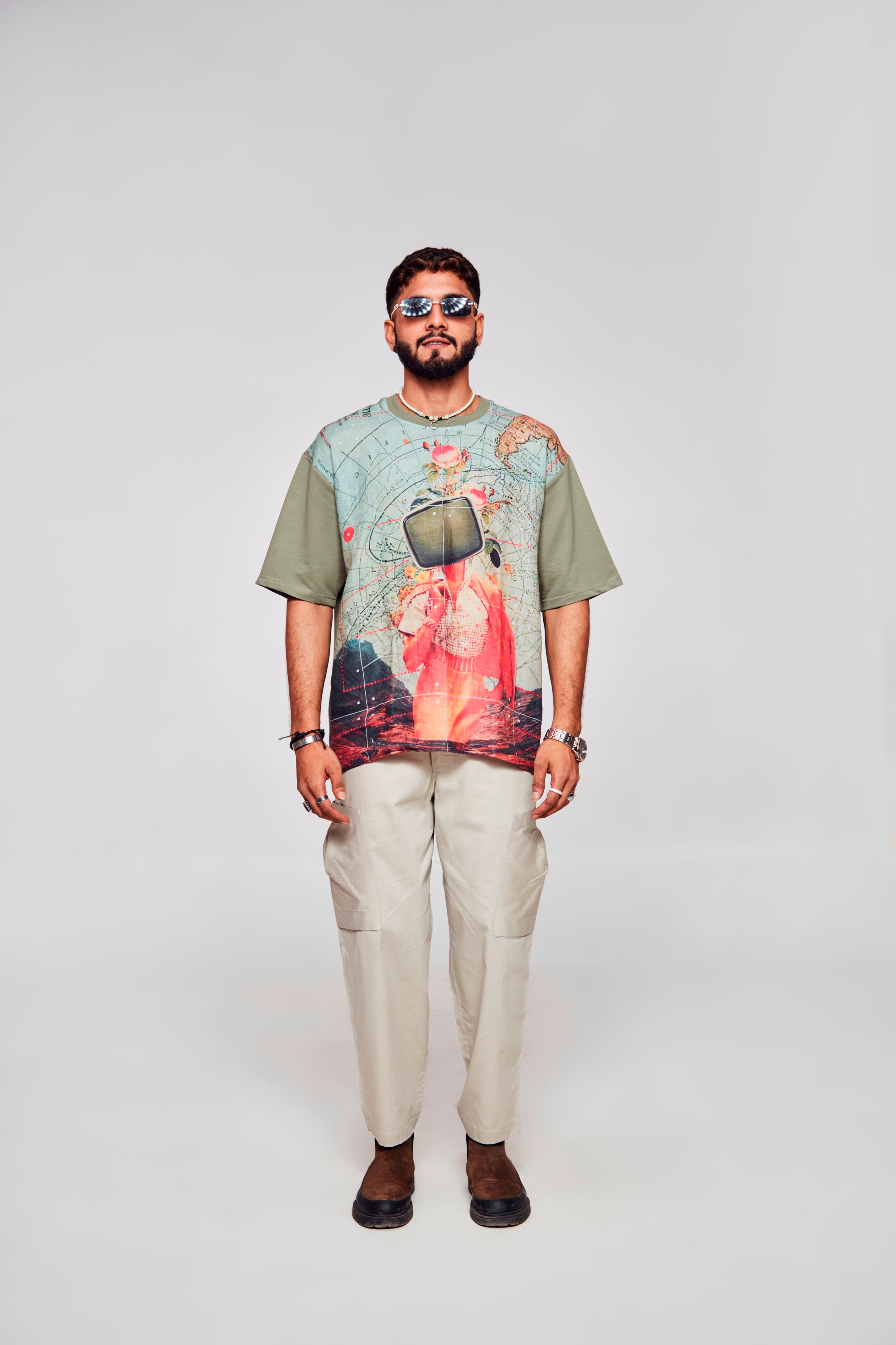 Soulful Pixels : Merge of Technology and Human Expression - Oversize Linen Tshirt