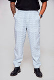 Dot white :Pure Linen Loose Tapered Fit Pant