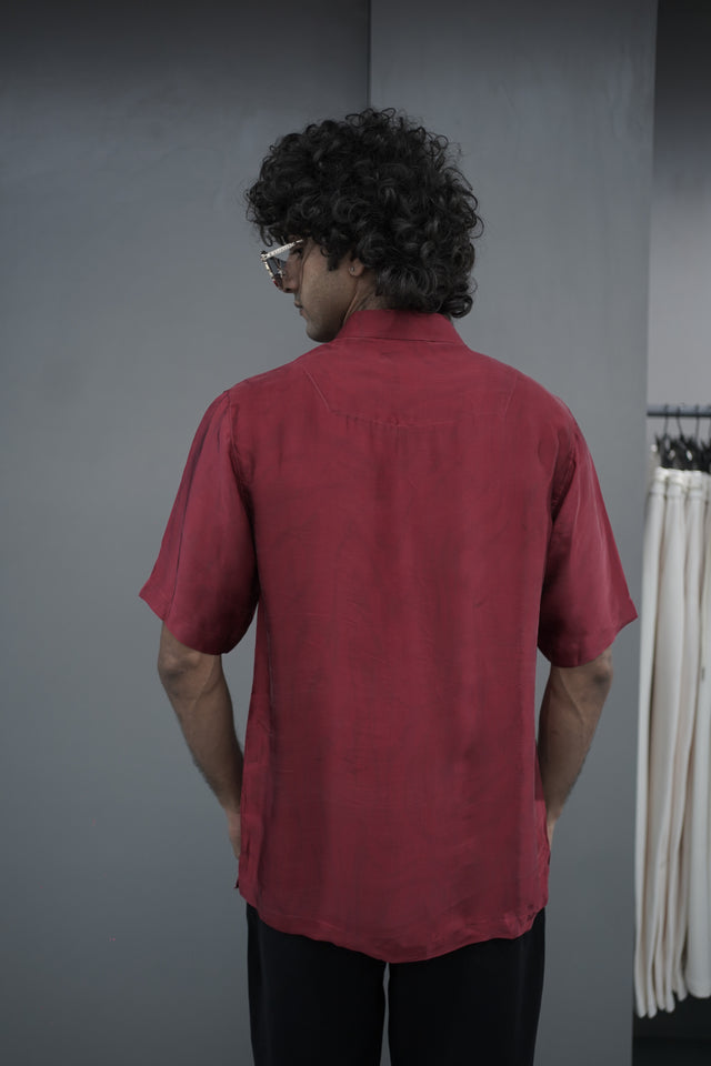 The Viper Luster: Snake Digital Print Pure Bemberg Satin Short Sleeve Shirt - AddysForMen®️