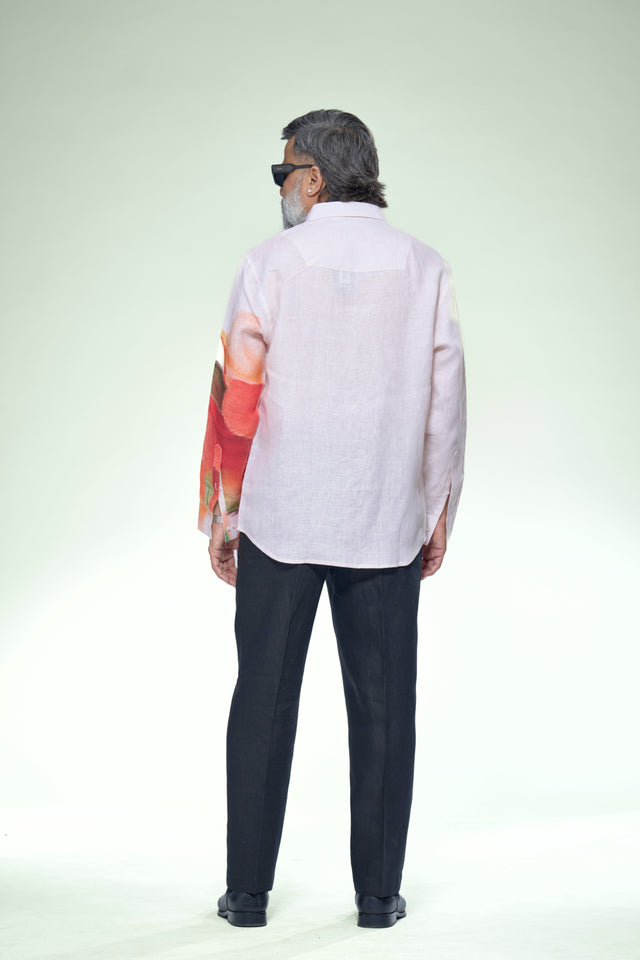 Floral Impression Abstract Pure Linen Full Sleeve Shirt - AddysForMen®