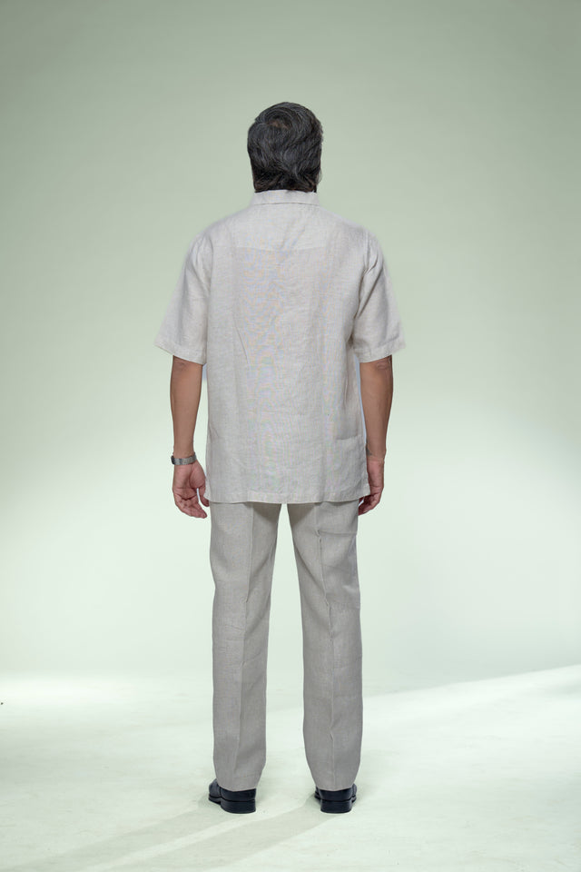 Artisan Summer : 5-Hour Hand Embroidered Pure Linen Half Sleeve Shirt - AddysForMen®️